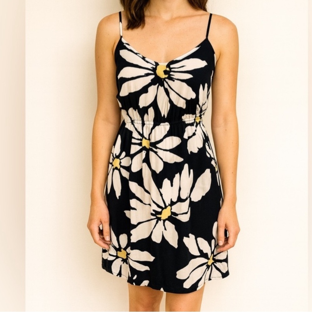 Old Navy Black Floral‎ Spaghetti Strap Dress XS